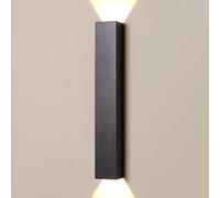 Black Long Wall Sconce Modern LED Linear Wall Lamp Rectangle Up Down Porch Wall Light 6W 3000K Indoor Hardwired Aluminum Long Strip Wall Sconces for Bedroom Hallway Living Room Stairs