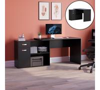 (Black) Longton Computer Desk Corner Adjustable L Shape
