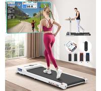 BLACK LORD Walking Pad 2.2HP, Treadmill for Home, Under Desk Treadmill with LED Display & Bluetooth Speaker & Wireless Control, Running Machine, 120KG Loads, SL9 Series, White