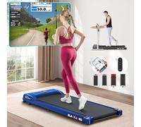 BLACK LORD Walking Pad 2.2HP, Treadmill for Home, Under Desk Treadmill with LED Display & Bluetooth Speaker & Wireless Control, Running Machine, 120KG Loads, SL9 Series, Blue