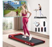 BLACK LORD Walking Pad 2.2HP, Treadmill for Home, Under Desk Treadmill with LED Display & Bluetooth Speaker & Wireless Control, Running Machine, 120KG Loads, SL9 Series, Red