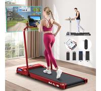 BLACK LORD Walking Pad 2.2HP, Treadmill for Home with Foldable Handle, Under Desk Treadmill with LED Display & Bluetooth Speaker & Remote Control, Running Machine, 120KG Loads, SL9-H Series, Red
