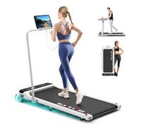 BLACK LORD Walking Pad 3.2HP, Portable Under Desk Treadmills for Home with LED Display, Bluetooth Speaker, Wristband Remote, Electric Running Machine with 9% Incline, 1-16KM/H, 140KG Capacity, White