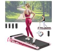 BLACK LORD Walking Pad with 4% Incline, 3.2HP Portable Under Desk Treadmill for Home Office, Running Machine with LED Display & Bluetooth Speaker & Wireless Control, 1-14KM/H, 140KG Capacity, Pink