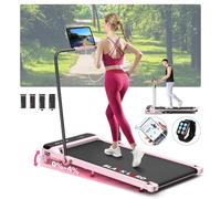 BLACK LORD Walking Pad with 4% Incline, 3.2HP Treadmill for Home with Foldable Handle, Portable Under Desk Treadmills with LED Display & Bluetooth Speaker & Wireless Control, 1-14KM/H, Pink