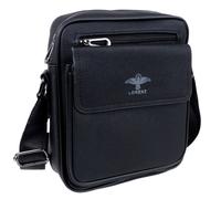 (Black) Lorenz Mens Compact Faux Leather Cross Body Bag