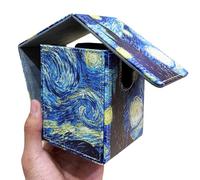 Black Lotus Starry Night Game Trading Card Portable Storage Case Box PU Leather Premium Deck Case Holding100+Double Sleeved Cards TCG