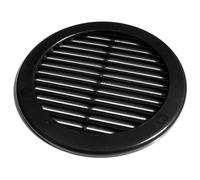 Black Louvred Wall Vent Grille with Flyscreen and Screw Caps, Ø 100 mm / 4 in, Air Ventilation Duct Cover with Anti-Insect Mesh and Flat Back, Tough and Durable ABS Plastic