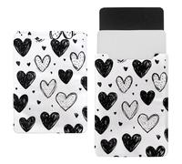 Black Love Hearts Laptop Sleeve 13.8x10.2in Laptop Case Bag Dutch Celvet Lining Computer Bag Cover
