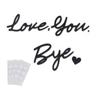 Black Love You Bye Sign Above Door with Glue Point, Wooden Script Wall Decor, Wood Word Wall Sign for Hallway Boy Girls Home Bedroom Art Decoration Express Love and Warm (Black)