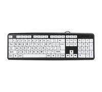 Black Low Keyboard Wired Large Print Keys for Elderly People with White Letters USB US Layout QWERTY (Black)