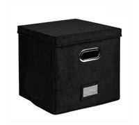 Black Lp Record Organizer Box Portable Vinyl Storage Case With Lid & Handles