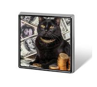 Black Lucky Cat Money Dollar Custom Lapel Pins Square Brooch Tie Suit Dress Accessories for Men Women Wedding Birthday