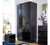 Wardrobe 2 Door 2 Drawer Storage Cabinet Modern Home Bedroom Unit Home Source Black One Size