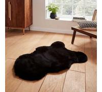 Black Luxurious Modern Plain Shaggy Easy To Clean Rug For Dining Room Bed Room And Living Room-60Cm X 180Cm ( Double )