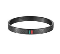 (black, M(For Male)) Titanium Steel Buckle Bangle Bracelet Minimalist INS-Style Red & Green Enamel Cuff