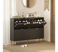 (Black||M) HOMCOM Slim Shoe Storage Cabinet with Flip Drawers for Hallway