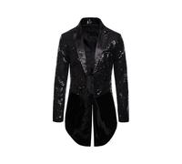(Black, M) Men Shiny Sequin Glitter Embellished Blazer Jacket Men Nightclub Prom Suit Blazer Costume Homme Singers Stage Clothes Tuxedo New