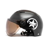 (Black, M) Motorcycle Helmet Half Open Face Adjustable Size Protection Gear Head Helmets