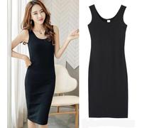 (black, M) "Plus Size Women's Long Vest Dress - Spring/Summer Student Style"