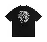 (black, M) W344 Chrome Hearts 2025 Summer New High Quality Cotton Round Neck Loose Large Size Men's And Women's T-shirt Couple T-shirt