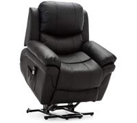 More4Homes Madison Dual Motor Electric Riser Rise Recliner Bonded Leather Armchair Electric Lift Chair (Black)