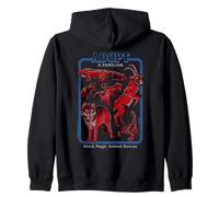 Black Magic Animal Rescue Red Retro Funny Adult Humor Zip Hoodie
