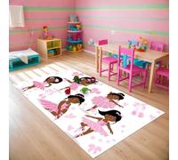 Black Magic Girls&Boys Area Rug for Bedroom African American Cute Ballerina Princess Large Carpets White Sofa Floor Mat for Birthday Gift for Black Girls&Boys Bedroom Decor,59/''x39/''(3.3 x 5 Feet)