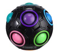 (Black) Magic Rainbow Ball Circle Spinner Puzzle Speed Cube Stress Relief Children Toys