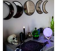 Black Magic Witch Moon Mirror - 5Pcs/Set Wall Decoration Non Glass Acrylic Mirror - Moon Phase Wall Hanging Art Great Addition to Gothic Decor for Bedroom Living Room Headboard Nursery Easy to Hang