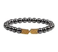 Black Magnetite Slimming Anklet For Men Women Stone Rock Beads Elastic Natural Stone Bracelet Anklet Bn0032 (Gold, One Size)