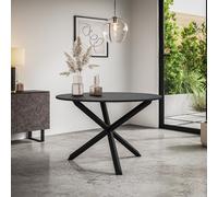 (Black) Malvern Round Dining Table 4-6 Seater w Solid Black Oak Legs