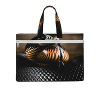 Black Mamba Snake Print,Canvas Document Bag Zipper File Tote Bag Handbag Briefcase for School Office
