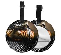 Black Mamba Snake Print,Luggage Tags Pu Leather Name Tag Travel Suitcase Identifier ID Tags Durable Baggage Label 2 pcs