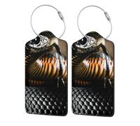 Black Mamba Snake Print,Luggage Tags Pu Leather Name Tag Travel Suitcase Identifier ID Tags Durable Luggage Label 2 pcs