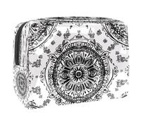 Black Manda Cosmetic Bag for Women, Travel Toiletries Bags Large PVC Makeup Handy Pouch Organiser with Zipper