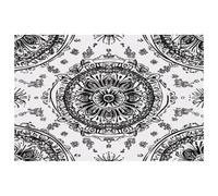 Black Manda Placemats, Set of 6 Table Mats for Dining Tables, 12×18 Inches Anti-Skid Heat Resistant Kitchen Table Place Mats