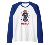 Black Mantle Great Dane Dog, Patriotic. July 4th, 'Merica Raglan Baseball Tee