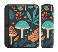 Black Maple Leaf Mushroom 2 pcs carseat Straps Covers More Comfort Driving for Auto funda para cinturón de carro