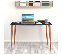 Urbn-Living Urbnliving 105Cm Width Black Marble Home Office, Study Computer Desk Solid Modern Wooden With Scandi Legs