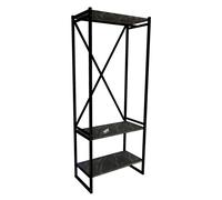 (Black Marble) 3 Tier Wooden Coat Rack and Shoe Storage Stand