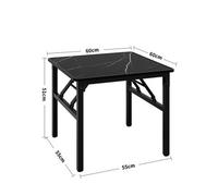 Black Marble-60Cm Foldable Square Marble Dining Table Metal Frame