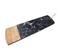 Black Marble & Acacia Serving Board 60 x 20cm - Single - Marble Cheese Board, Serving Platter