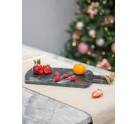 Black Marble Charcuterie Paddle Board - 37x19cm Cheese and Tapas Serving Platter with Handle - Elegant Antipasti Tray for Entertaining
