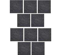 Black Marble Effect 30x30x2.5cm Square Stomp Stone - Pack of 10 Slates - Garden Path/Walkway Tiles- Easy Install - Hard Wearing (10)
