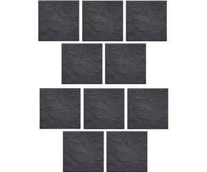 Black Marble Effect 30x30x2.5cm Square Stomp Stone - Pack of 10 Slates - Garden Path/Walkway Tiles- Easy Install - Hard Wearing (10)