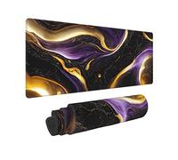 Black Marble Extended Big Mouse Pad Large,XL Gaming Mouse Pad Desk Pad,31.5x11.8inch Long Computer Keyboard Mouse Mat Mousepad with 3mm Non-Slip Base for Home Office Work-Purple and Gold Marble
