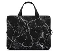 Black Marble Laptop Sleeve Ultra-Thin, Waterproof 17inch Laptop Bags, Portable Protective Computer Bag with Hand Strap