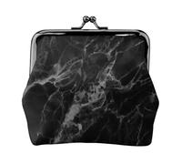Black Marble Luxury Dark Rock Smooth Surface, PU Leather Coin Purse, Small Wallets, Change Pouch with Kiss Lock Clasp Buckle, Change Purse