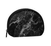 Black Marble Luxury Dark Rock Smooth Surface, Women's Storage Bag Shell Makeup Bag Small Coin Purse Shell Change Pouch